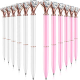 Outus 12 Pcs White Pink Diamond Pens Bridal Shower Ballpoint Pens Black Ink Crystal Metal Bling Gifts for wedding Birthday Brida