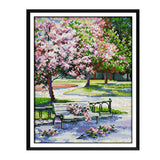 Ecomistiq Stampedstitch Starter Kits Beginners Stitching Accurate PrePrinted Pattern Spring Scene 11Ct, Frameless|Stamped Ki