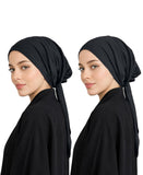 Mehar WomenS Hair Ponytail Cap Set Of 2 | Soft Stretchable Polyester Hijab Inner Cap | Adjustable TieBack | Scarf & Helmet Inne