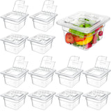 Geetery 12 Packs 12 Packs Plastic Food Pan with Lid 1/6 Size 4inch Deep, Clear