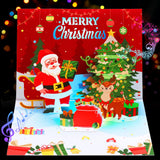 Yinqing Christmas Cards, Light and Music Merry Christmas Card, 3D Pop Up Greeting Card with Christmas Tree and Santa for Women M