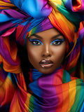 SKRYUIE 5D African Woman Diamond Painting Kits - DIY Diamond Art Kits for Adults African American, Full Round Drill - Crystal Cr