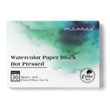 Fuumuui Watercolor Paper Block 5x7 Inch, Smooth Surface 100% Cotton Watercolor Paper, 30 Sheets, 140lb/300gsm, Hot Press, Acid-F
