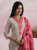 Anni Designer Women'S Rayon Blend Embroidered Straight Kurta With Pant & Dupatta (Jankari Pink-Nsw_Xxl_Pink_Xx-Large),Pink,2XL,,,