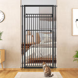 WIDERSAFER 78.8 Extra Tall Cat Gate, 28.3-33 Wide Safety Metal Cat Door, Pressure Mounted Easy Walk Through Pet Gate with Door f