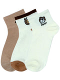 Next2Skin Kids Cotton Ankle Socks | Bear Pattern Soft Breathable Comfortable Everyday Wear Socks | Multicolor (White & Brown) |