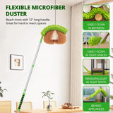 Zavrski Ceiling Fan Cleaner Duster with 6 Ft/72'' Extension Pole High Ceiling Fan Blade Cleaning Tool Microfiber Duster Reusable Pads for Cleaning Ceiling Fan, Baseboard, Blind, Cobweb, Molding