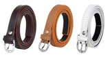 Zacharias WomenS Artificial Leather 0.5 Inches Slim Belt_(V0.5_Brown_Tan & White) (Pack Of 3)