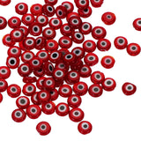 PATIKIL 8mm Flat Evil Eye Beads, 100 Pcs Turkish Evil Eye Charm Round Shape Spacer Beads Pendant Connector for DIY Art Craft Bra