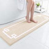 HOMEIDEAS Bathroom Runner Rugs, Soft and Water Absorbent Long Bath Mat, Non-Slip Fluffy Soft Plush Microfiber Carpet (Beige and