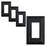4-Pack Classic Beadboard Decorator Wall Plate Cover, Matte Black Decorative Switch Plates and Outlet Covers, Durable Unbreakable