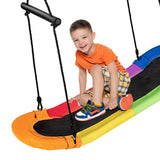 Costzon Saucer Tree Swing, Height Adjustable Platform Swing with Soft Padded Edge, Handles, Hanging Ropes for Kids Adults Indoor