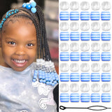 VENOFEN 50PCS Blue Stripe Hair Beads Dreadlock Decoration Large Clear Loc Beads Cute Acrylic Hair Jewelry Braids Accessories for