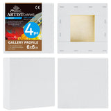 PHOENIX 6x6 Inch 4 Pack Gallery Canvas - Small Square 1.5 in Thick Canvases for Painting - Deep Edge 100% Cotton 11 Oz. Gesso Pr