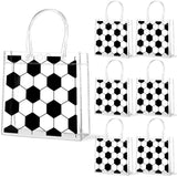 Lonfliness 24Pcs Soccer Clear PVC Gift Bags With Handles Bulk Sport Theme Goodie Treat Candy Bags Team Present Wrap Tote Bags fo