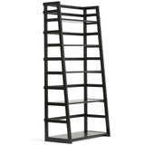 SIMPLIHOME Acadian Bookcase - 63 inch Tall 5-Shelf Solid Wood Ladder Shelf in Black, Transitional Display Bookcase for Living Ro