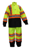 New York HiViz Workwear RK Safety RWCLA3TLM55 Class 3 Rain suit, Jacket, Pants High Visibility Reflective Black Bottom with X