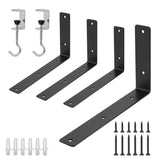 Redunest L Floating Shelf Brackets,4 Pack Heavy Duty L Brackets for Shelves, L 10 X H 6 Black Metal Countertop Support Brackets,