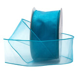 Royal Imports Organza Wired Sheer Ribbon 2.5 (#40) for Floral & Craft Decoration, 50 Yard Roll (150 FT Spool), Turquoise Blue