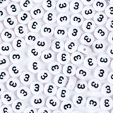 Yiizzxin 200pcs Round White Number 3 Beads for Bracelets,Acrylic Single Digit Bead,4x7mm Flat Number Beads for Jewelry Making(Ro