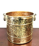 Tangerine Brass Golden Carved Planter || Plant Container/Planter/Flower Pot || For Indoor/Outdoor Plant Size (Dia. 12 Inch)