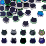 Boutigem 40Pcs Cat Changing Glass Beads Temperature Sensing Color Cat Head Two Tone Glass Moon Beads Cute Cartoon Pet Animal Loo