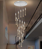HAIXIANG 13 Foot High Ceiling Chandelier for Entryway Modern Crystal Lights for Living Room Foyer Flush Mount Sloping Ceiling Pe