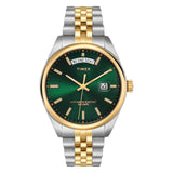 Timex Legacy Analog Watch For Man With Green Round Dial & Multicolor Stainless Steel Bracelet Band Water Resistant Men'S Wrist W