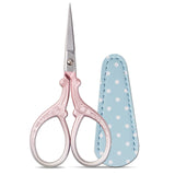 Hisuper Embroidery Scissors - Stainless Steel Sharp 3.6 inch Scissors with Leather Cover for Sewing, Crafting, Art Work, Threadi