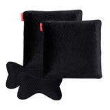 Autofit Memory Foam Bone Shaped Car Neck Rest Pillow Combo Kit, Ergonomic Headrest Cushion, Soft Breathable Fabric, Universal Fi