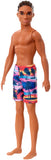 Barbie Ken Beach Doll Wearing Tropical Print Swimsuit, For Kids 3 To 7 Years Old