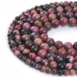PLTbeads Gorgeous Black Stripe Rhodonite Natural Gemstone Loose Beads 6mm Smooth Round Approxi 15 inch DIY Bracelet Necklace for