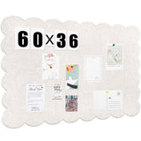 Mooliwe Scalloped Felt Bulletin Board 60 x 36 Inches Foldable Beige Pin Cork Board Alternative for Wall, 5 x 3 Trifold Picture