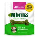 Minties Dental Chews for Dogs, 40 Count, Vet-Recommended Mint-Flavored Treats for Tiny/Small Dogs 5-24 lbs, Dental Bones Clean T