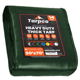 Tarpco Safety Extra Heavy Duty 14 Mil Tarp Cover, Waterproof, UV Resistant, Rip and Tear Proof, Poly Tarpaulin with Reinforced E