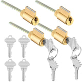 JaGely 4 Pcs Lock Cylinder 1.25 Inch Lock Replacement Parts Brass Door Cylinder with Hardened Break Away Tailpiece Brass Key wit