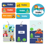 DecalHub 46 PCs Personalised Name Sticker & 1 Custom Name Bag Tag for Kids School Notebook Bag Gift | Waterproof Name Label Stic