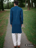 Lookmark Present Men'S Pure Rayon Chikankari Sequins Kurta||Men'S Chikankari Rama Coloured Kurta|| Az-Lm-Og-Kurta 11 Rama-Xl