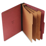 Universal 10290 Pressboard Classification Folder, Letter, EightSection, Red, 10/Box