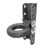 A.A Adjustable C Channel Bracket & 3 Lunette Ring for Trailer Coupler, Raw Steel - 6 Hole 5-Position, 14,000 Pound Ring