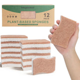 Sponges Kitchen 12Pack, Natural sponges for Dishes SShaped DualLayer for Pots, Pans, Tableware, Durable & Comfortable Grip