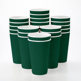 16 Ounce Paper Coffee Cups, 25 Ripple Wall Disposable Paper Cups - Leakproof, Recyclable, Forest Green Paper Hot Cups, Insulated