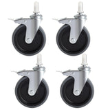Swivel Stem Caster 5 Inch, Heavy Duty 7/16 Stem Diameter Rubber Wheelwith Brake,Smooth Rolling TPR Replacement Wheels for Rubber