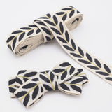 ZNZAKKA Jacquard Ribbon 3 Yards Black Embroidered Lace Trim Leaf Pattern Ribbon for Sewing, Gift Wrapping, Hair Accessories (Bla