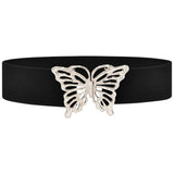 Redhorns Fabric Elastic Waist Belt For Women Dresses Butterfly Design Stretchy Wide Belt For Ladies Saree Free Size (Ld134A_Bl