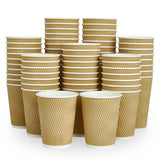 DAILYPACK 12 OZ Coffee Cups, 80 Count Insulated Ripple Wall Paper Hot Coffee Cups for Hot Beverage