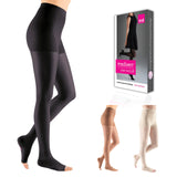 mediven sheer & soft for Women, 2030 mmHg Panty Open Toe Compression Stockings, Ebony, VStandard