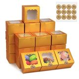 50 Pcs 4x4x2.5 Inch Bakery Boxes with Window, Gold Cookie Boxes for Gift Giving, Treat Box for Desserts, Macarons, Donuts, Pastr