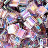 Smokey Amethyst Ab Transparent Tila Beads 7.2 Gram Tube By Miyuki Are a 2 Hole Flat Square Seed Bead 5x5mm 1.9mm Thick with .8mm