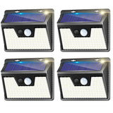 Solar Lights Outdoor 4 Pack, 140LED/3 Modes Motion Sensor Outdoor Lights Solar Powered, Wireless IP65 Waterproof Solar Wall Ligh